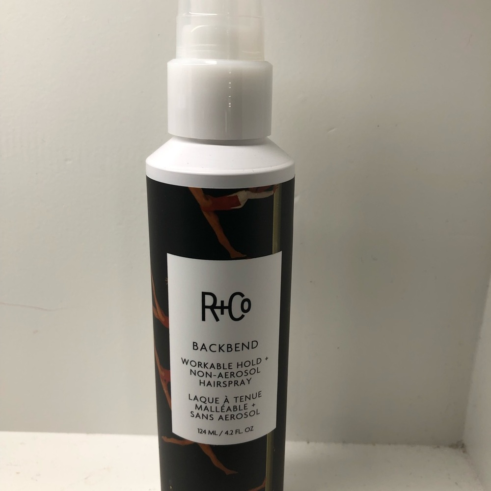 R+Co Backbend Non-Aerosol Hairspray in Black and White